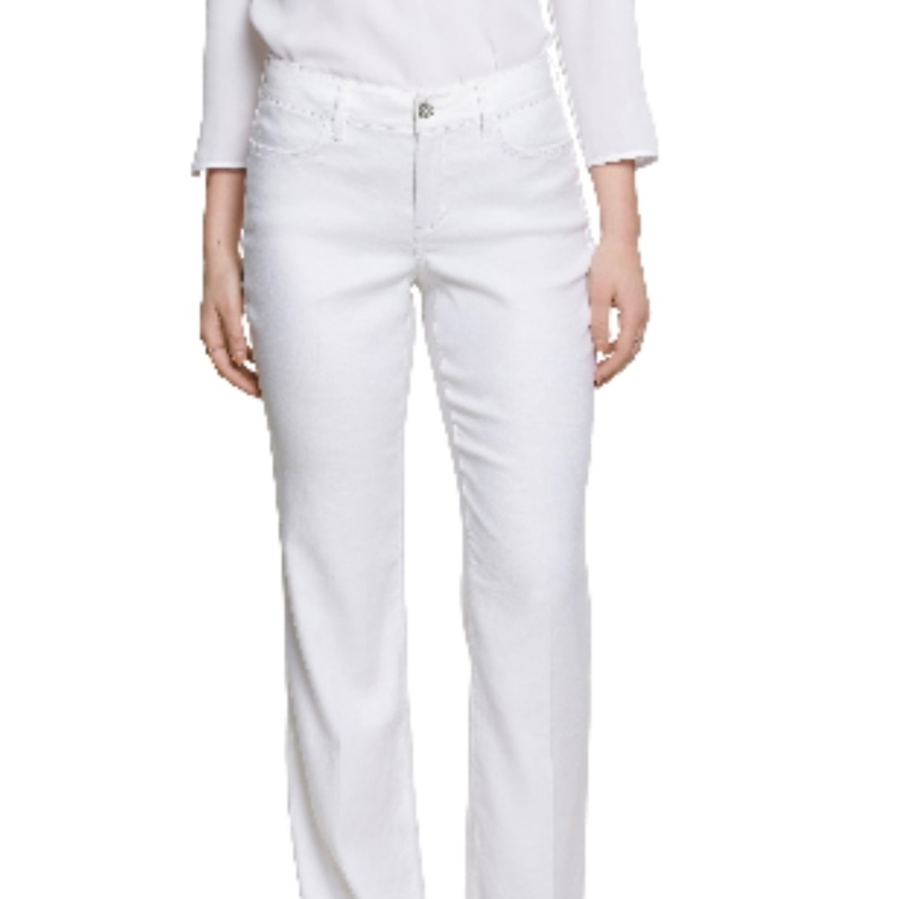 NWT - NYDJ Curves 360 Wide Leg Linen Blend White Stomach Control Trouserss